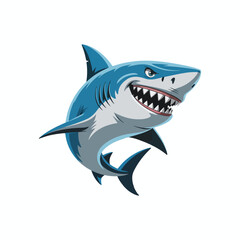 Cartoon shark isolated on white background