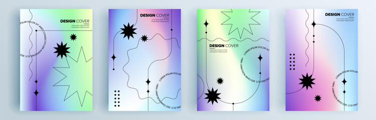 Fototapeta premium Modern abstract covers set, minimal covers design. Colorful geometric background, vector illustration.