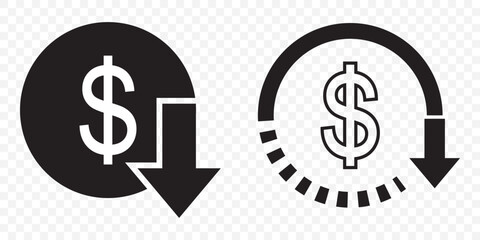 Obraz premium Manufacturing cost reduction vector icon set on Transparent Background. EPS 10.