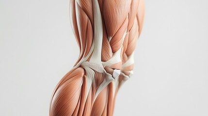 Detailed Muscular System of the Legs: A close-up view of the leg muscles, highlighting the quadriceps, hamstrings, and calves in fine detail.
