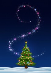Magical Christmas Tree: Sparkling Night Wonder AI Generated