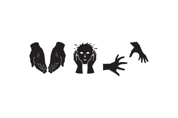 Silhouette of Abstract Hands Gestures Illustration