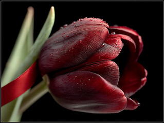 red tulip scarlet ribbon love passion