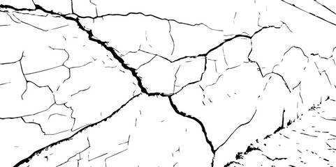 Cracked Surface Grunge Texture Vector. Grunge design crack texture background.  Black Isolated on White Background. Distressed black texture.  Uneven Overlay. Vector Illustration