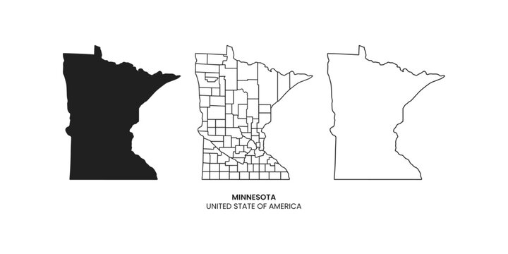 Minnesota Map. Minnesota administrative map, Minnesota outline and counties state map set - illustration version