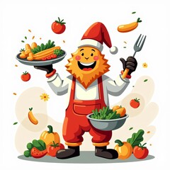 Cartoon chef's delicious cuisine