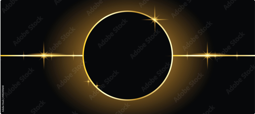 Fototapete abstract black shiny round golden frame place for text. graphic design elements and resources vector