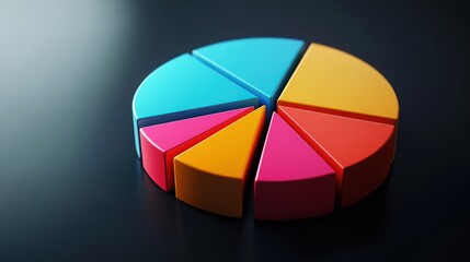 Fototapeta premium Colorful 3 d pie chart on dark background