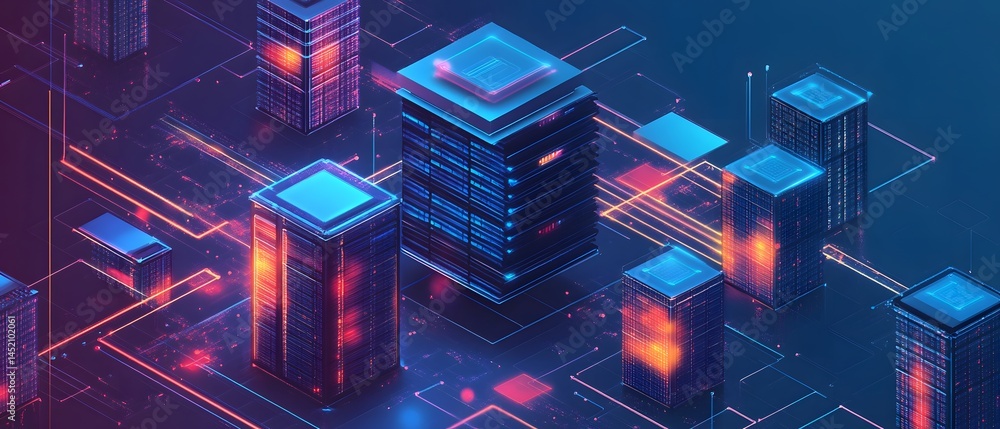 Aufkleber futuristic digital cityscape showcasing abstract skyscrapers and interconnected data networks in vib