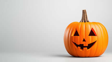 Brightly carved pumpkin with a cheerful face for Halloween decoration