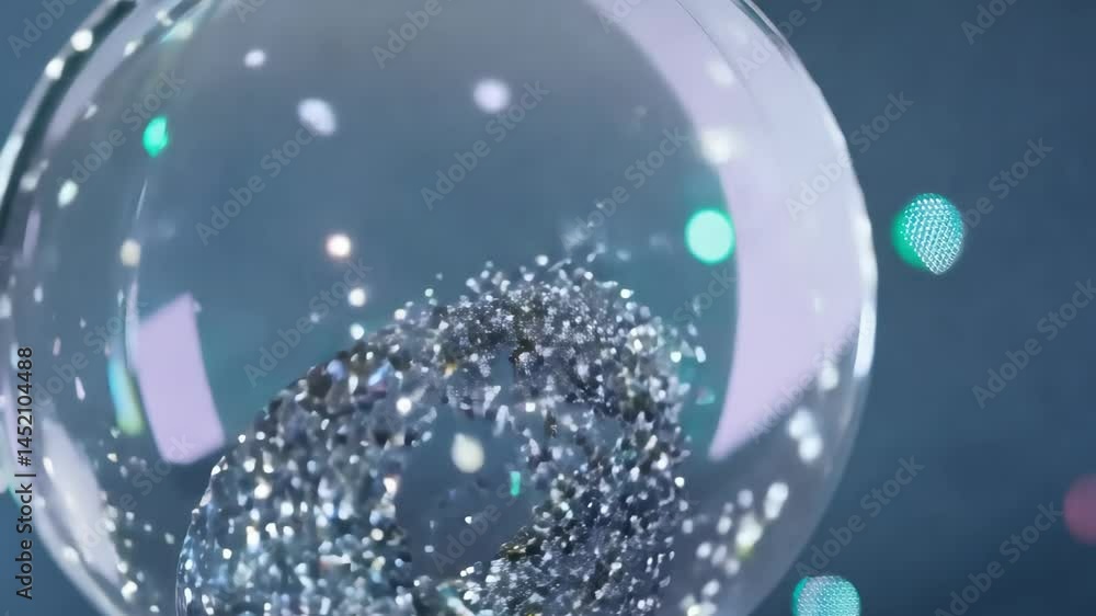 Aufkleber delicate bubble reflecting soft bokeh lights with a glittery base, creating a dreamy and festive atm
