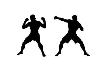 boxing fighter stance martial art silhouette full body