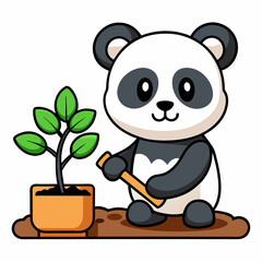 panda and bamboo
