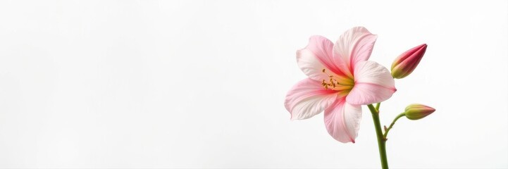 Single lisianthus branch, unopened buds, pure white backdrop , stock photo, serenity, flowers