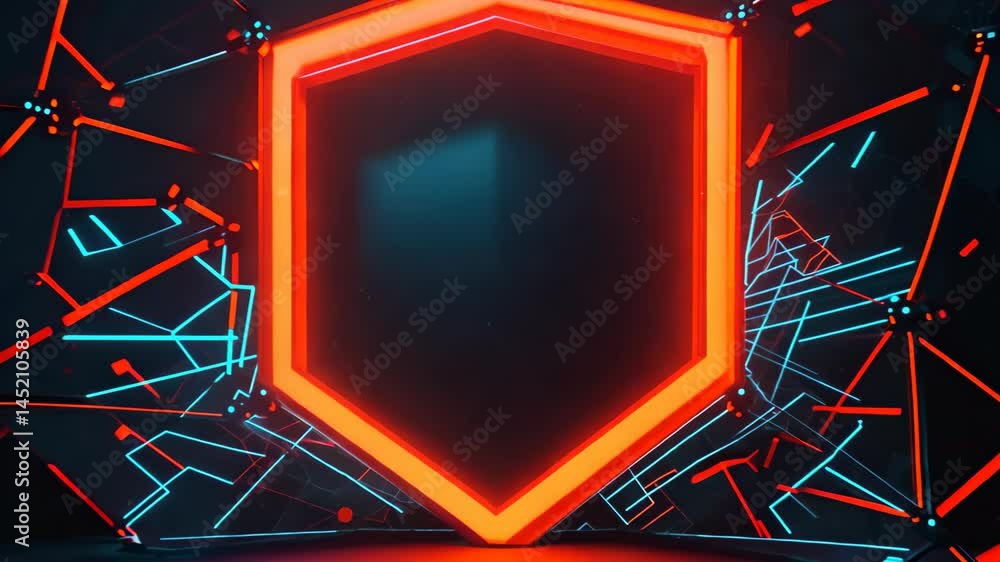 Aufkleber intricate futuristic shield design with vibrant neon glow and geometric patterns. ideal for projects