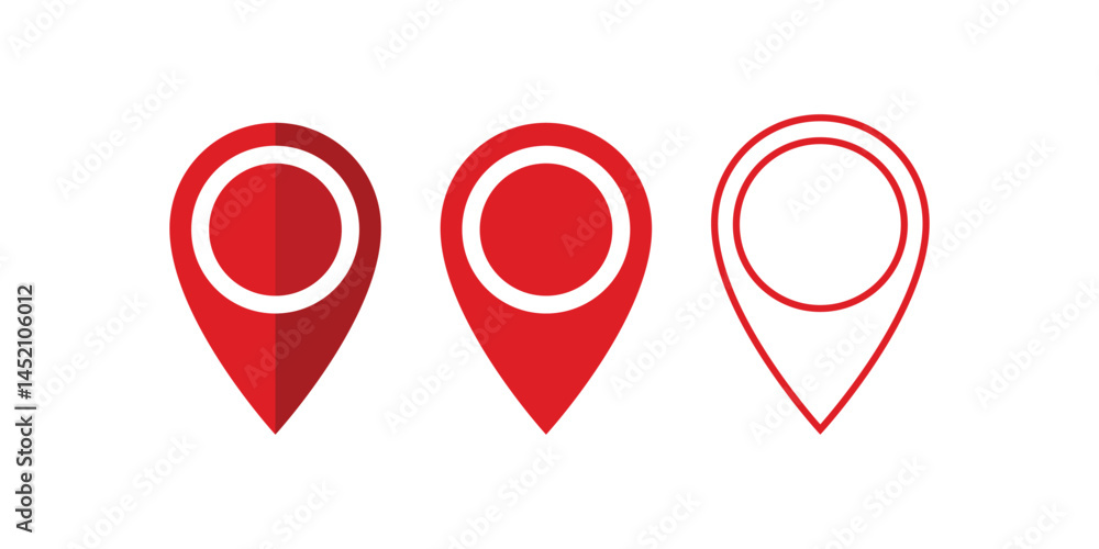 Poster collection of geolocation markers. modern gps symbols for maps, digital design, and websites.