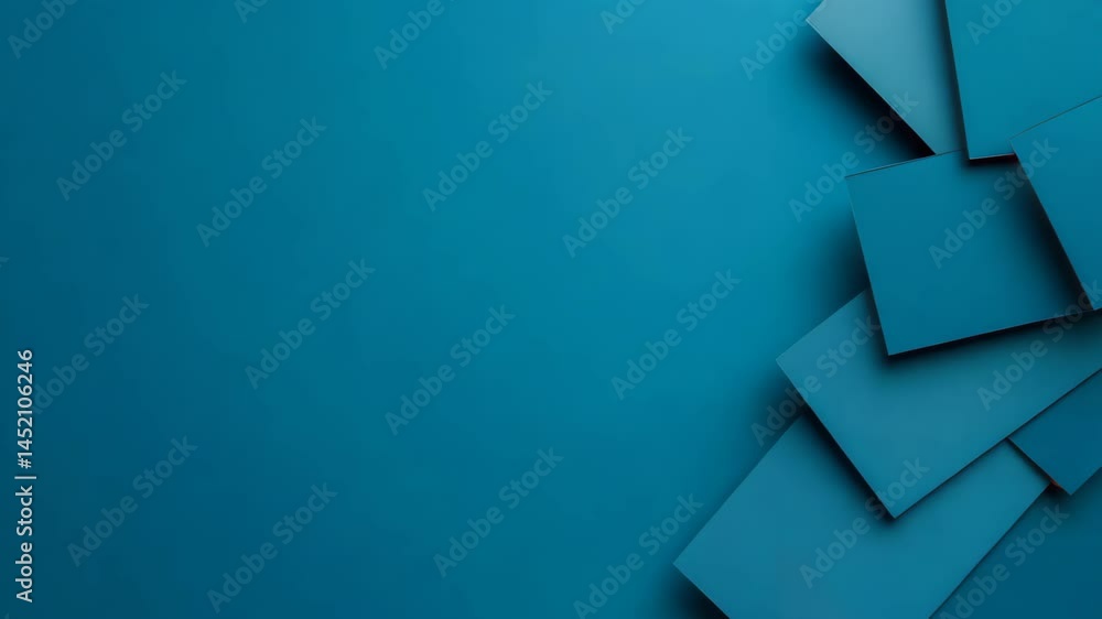 Poster a captivating arrangement of geometric shapes in vibrant teal and soft blue tones, creating a modern