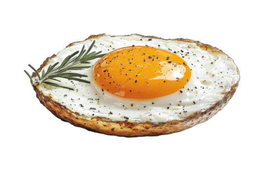 Golden Yolky Fried Egg, Sunny Side Up, Isolated on White Background, Perfect Breakfast Food on transparent background