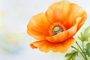A captivating and vibrant orange poppy flower, a botanical beauty, showcased against a delicate backdrop. It is a symbol of remembrance.