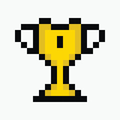 trophy pixel art icon vector illustration.