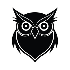 Owl Head Symmetrical Vector Silhouette