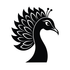 Peacock Head Decorative Vector Silhouette