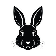 Rabbit Head Clean Animal Art Vector Silhouette
