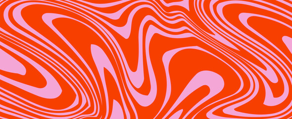 Cool 70s hippie background. Waves, swirls, swirling patterns. Twisted and distorted vector texture in trendy retro psychedelic style.