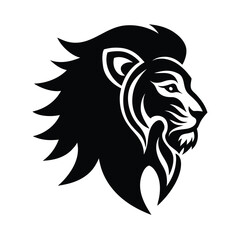 Lion Head Tribal Animal Design Vector Silhouette