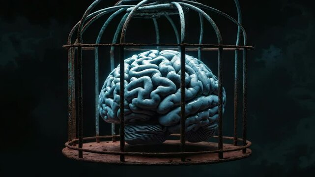 The brain locked in the cage , 4K video.
