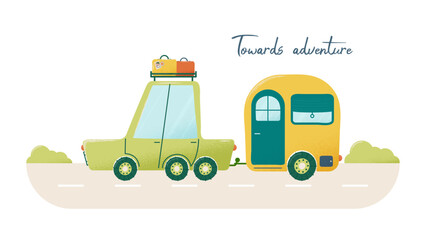 Trailer motorhome. Car with a house on wheels.