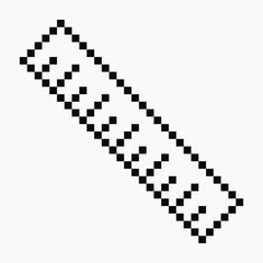 black and white ruler pixel art icon vector illustration.