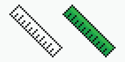 set ruler pixel art icon vector illustration.