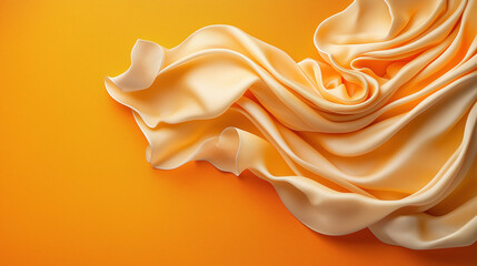 Fototapeta premium Soft yellow silk fabric draped elegantly on a vibrant background