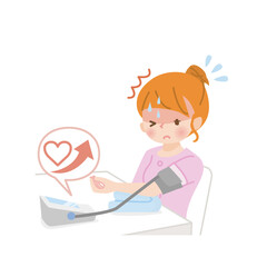 血圧を測る若い女性_高血圧