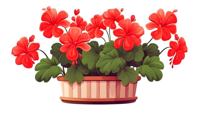red geranium flowers in a pot clip art preview
