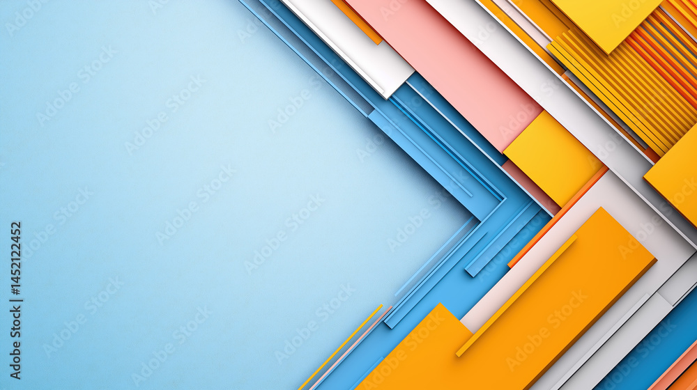 Poster colorful geometric layers create a dynamic visual composition