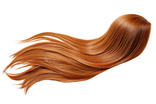 Luxurious Golden Brown Wig: Effortless Style, Radiant Shine. Perfect for fashion, beauty, and on transparent background