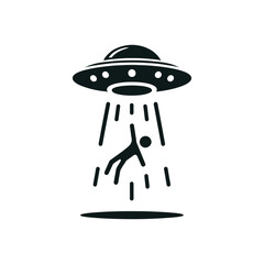 Relatable Graphic Showing a Man Beamed Aboard an Alien Spaceship with Escape Message