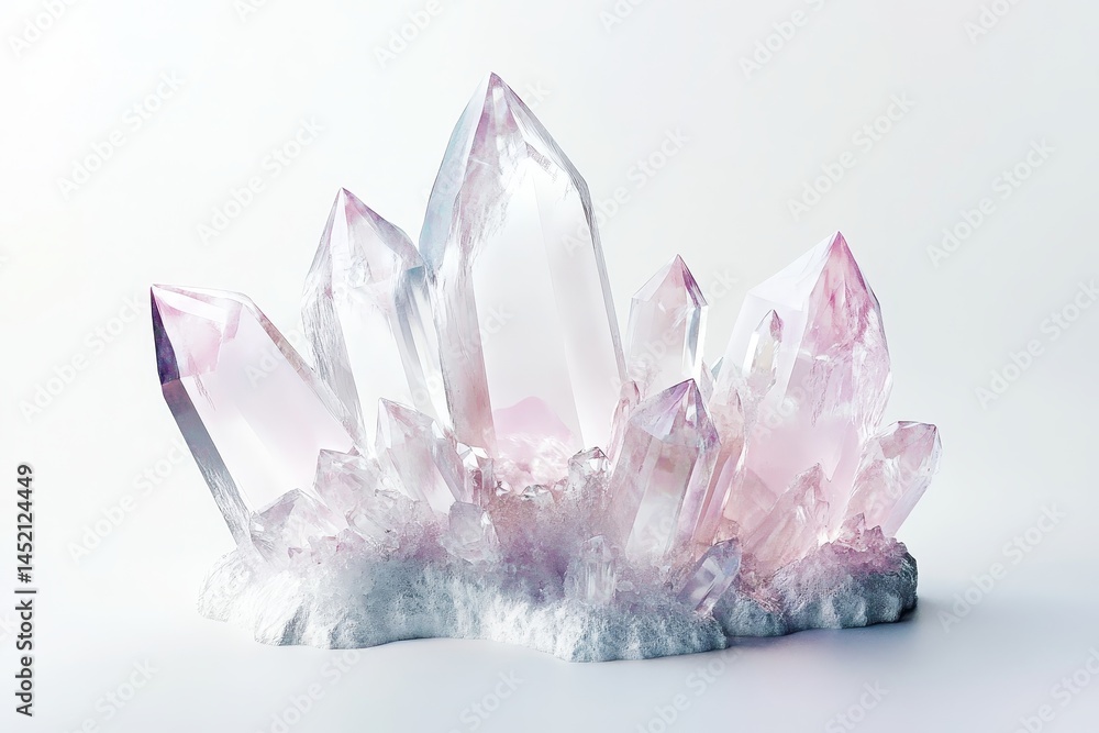 Poster cluster of translucent crystals with soft color gradations.