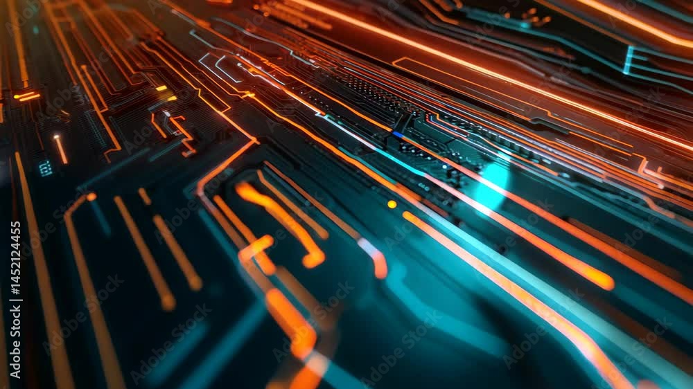 Aufkleber explore this vibrant abstract technology background featuring glowing light trails and intricate pat