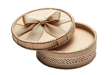Luxurious Golden Gift Box with Elegant Bow, Isolated on White Background, Perfect for Festive on transparent background