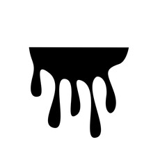 Black dripping oil stain, liquid drop or paint ink vector silhouette