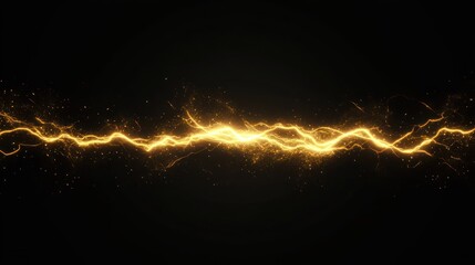 A glowing, golden electrical discharge against a stark black background.