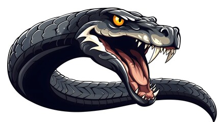 Obraz premium Professional Cartoon Image of a Suphan Cobra Ready to Strike in a Detailed Style