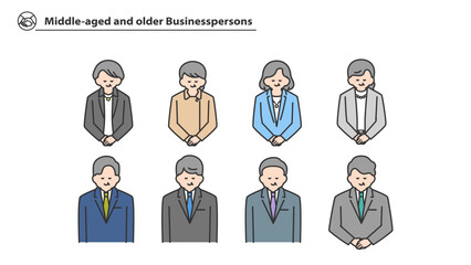 お辞儀をするビジネスパーソン　セット