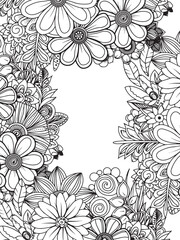 Floral Zentangle Artwork for Coloring