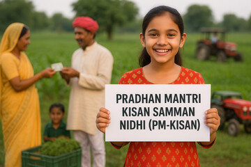Empowering farmers through pm-kisan scheme rural india community event green fields close-up view
