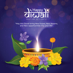 Vector illustration of Happy Diwali social media feed template written text means happy Diwali
