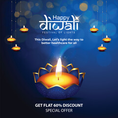 Vector illustration of Happy Diwali social media feed template written text means happy Diwali
